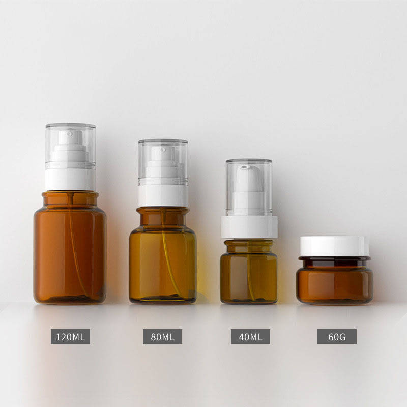80ml Amber Color PET Bottles for Cosmetics Skincare Plastic Lotion Bottle Container Pump Lotion Bottle