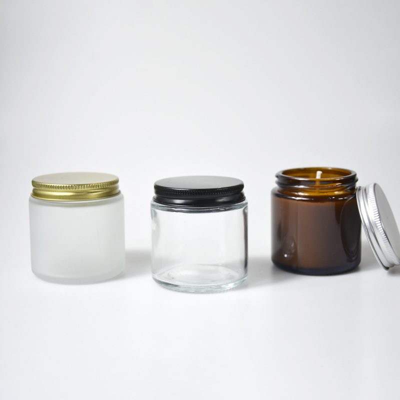 100ml Amber Glass Candle Jar with Aluminum Lid Low MOQ Empty Cosmetic Container Recyclable Packaging