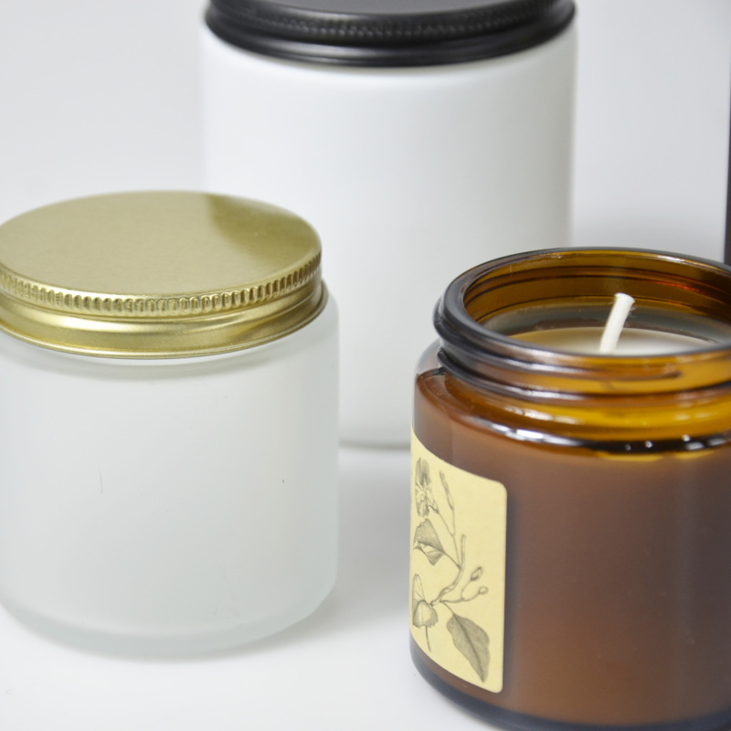 100ml Amber Glass Candle Jar with Aluminum Lid Low MOQ Empty Cosmetic Container Recyclable Packaging