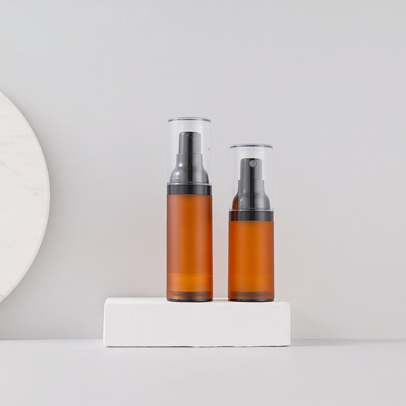 Cosmetic 15ml 30ml 50ml Round Spray Frosted Amber Luxury Lotion Acrylic Bottles with Clear Cap