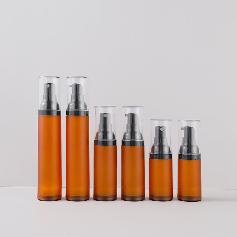 Cosmetic 15ml 30ml 50ml Round Spray Frosted Amber Luxury Lotion Acrylic Bottles with Clear Cap