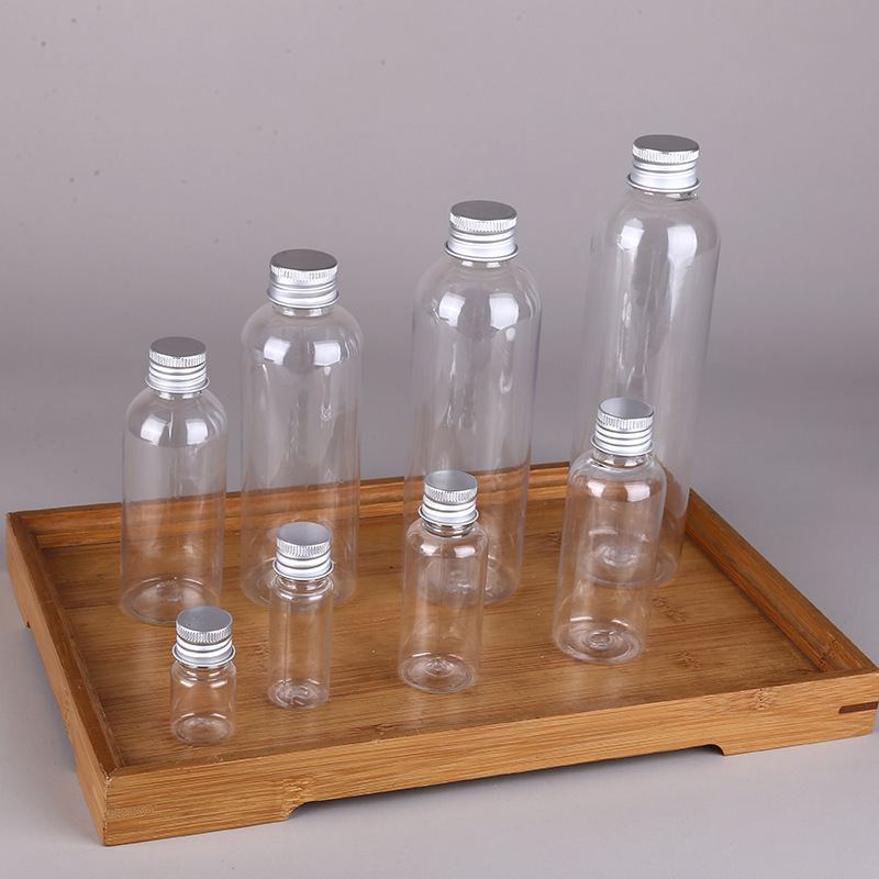 Wholesale Small Mouth PET Plastic Bottles with Aluminum Screw Lids Transparent for Shampoo and Lotion