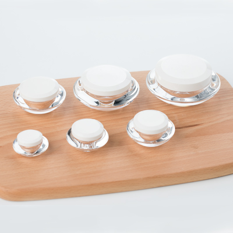 New Arrival Flying Saucer Shaped Acrylic Cream Jars Empty Plastic Jar for Loose Powder Cosmetics in Sizes 3g 7g 10g 15g 30g 50g