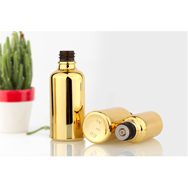 Electroplated Gold Essential Oil Bottle 20ml 30ml 50ml Small Gold Bottle Cosmetics Glass Bottle