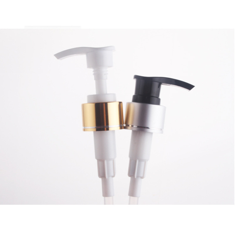 250ml PET Bright Gold Anodized Screw Pump Bottle White Flat Shoulder Cosmetic Container for Lotion and Shampoo