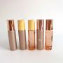 Pink clear Roll on Bottles 10 ml With Wooden Lid Luxury Frosted Empty Glass Bottle Skincare Essential Oil Roller Bottle
