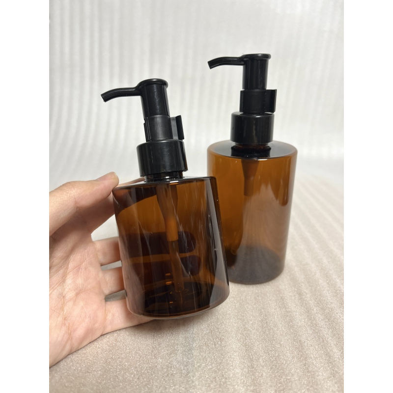 Cosmetic Packaging 150ml 200ml Plastic Lotion Bottle Hair Salon Shampoo Bottle Brown PET Black Gold Silver Lotion Pump Dispenser