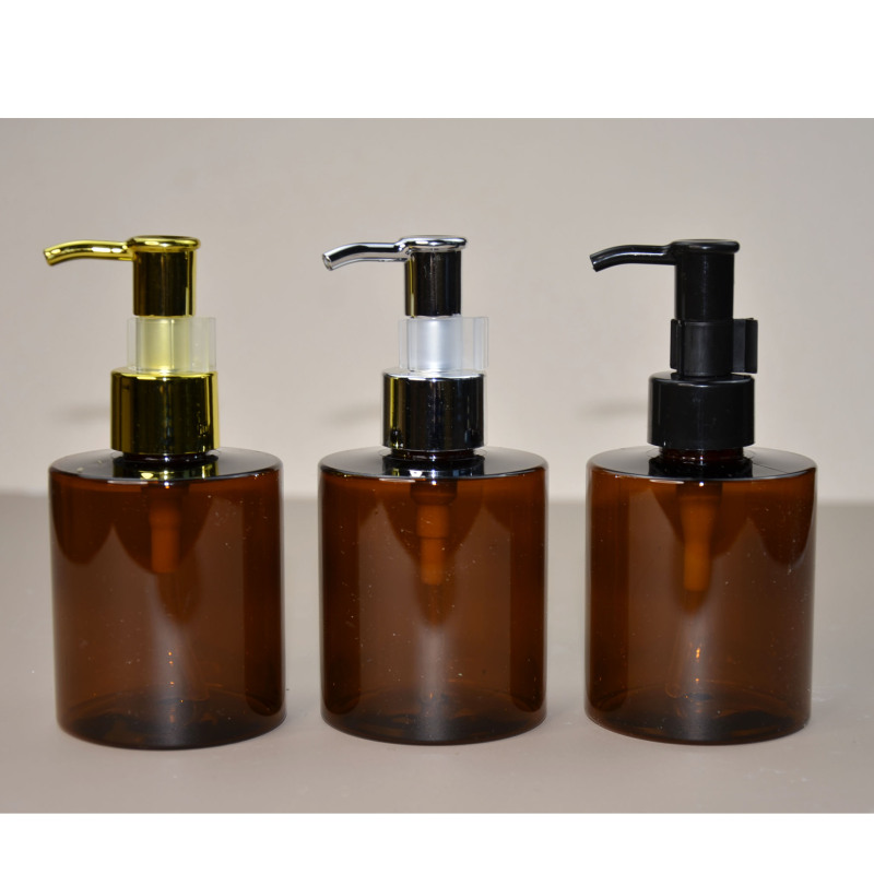 Cosmetic Packaging 150ml 200ml Plastic Lotion Bottle Hair Salon Shampoo Bottle Brown PET Black Gold Silver Lotion Pump Dispenser
