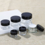 SUNSHINE High Quality Black Cap 2oz Empty Cream Glass Cosmetic Jar with Plastic Lid