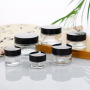 SUNSHINE High Quality Black Cap 2oz Empty Cream Glass Cosmetic Jar with Plastic Lid