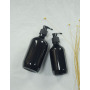 Stock Available PET Skincare 10 oz Cosmetic Empty Round Black Plastic Bottle 300 ml with Press Pump