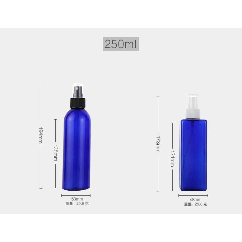 Empty Fine Mist PET 150ml 200ml 250ml 500ml Amber White clear Plastic Spray Bottle for Cosmetic Packaging