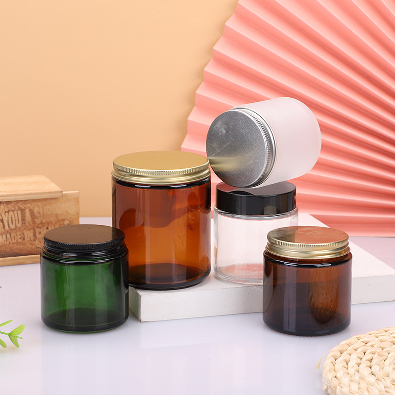 Frosted 200g Amber Brown 2023 Candle Jar with Bamboo Lid