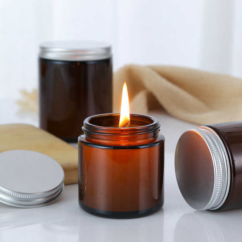 Frosted 200g Amber Brown 2023 Candle Jar with Bamboo Lid