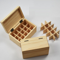 Luxury 15 Grid Square Wooden Essential Oil Box 10ml Capacity Pine Timber Storage for Perfume Wine Crafts Tea Display Laser