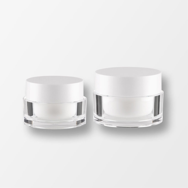 Double Wall Empty Acrylic Cosmetic Packaging Jars for Face Cream 50 g White Screw Cap Luxury Plastic Jars