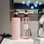 New Beautiful Style Pink Color 250ml 350ml Refillable Plastic Shampoo Shower Soap Dispenser 250 ml Bottles with Waterproof Label