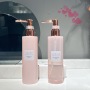 New Beautiful Style Pink Color 250ml 350ml Refillable Plastic Shampoo Shower Soap Dispenser 250 ml Bottles with Waterproof Label