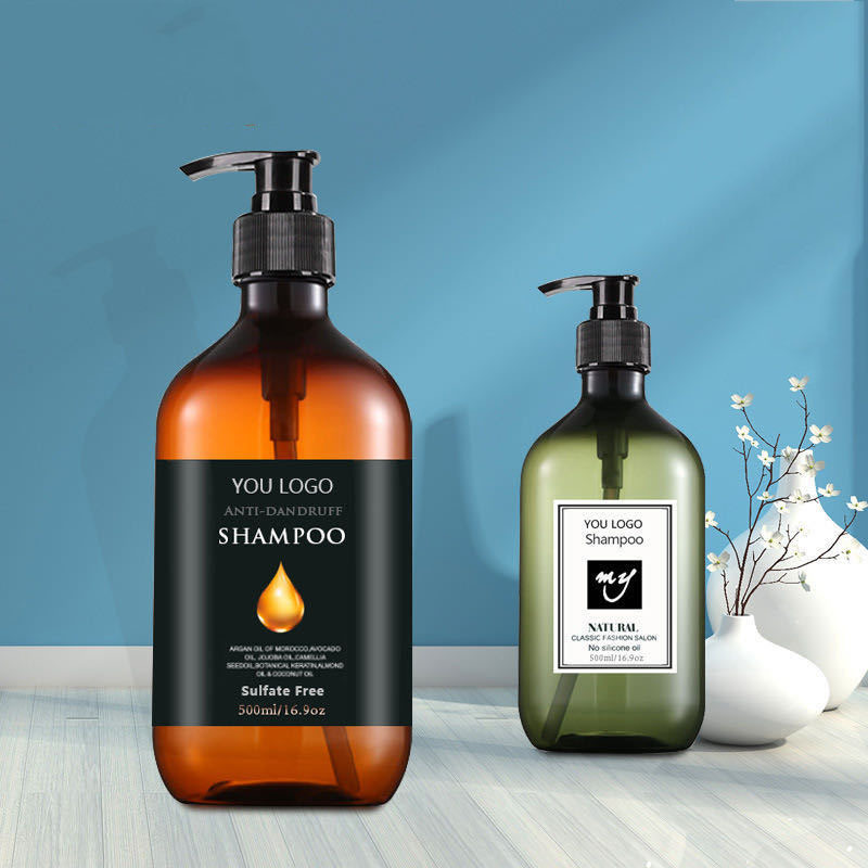500ml Refillable PET Plastic Amber Green Lotion Bottle with Pump 16oz Empty for Shampoo and Skin Care Packaging