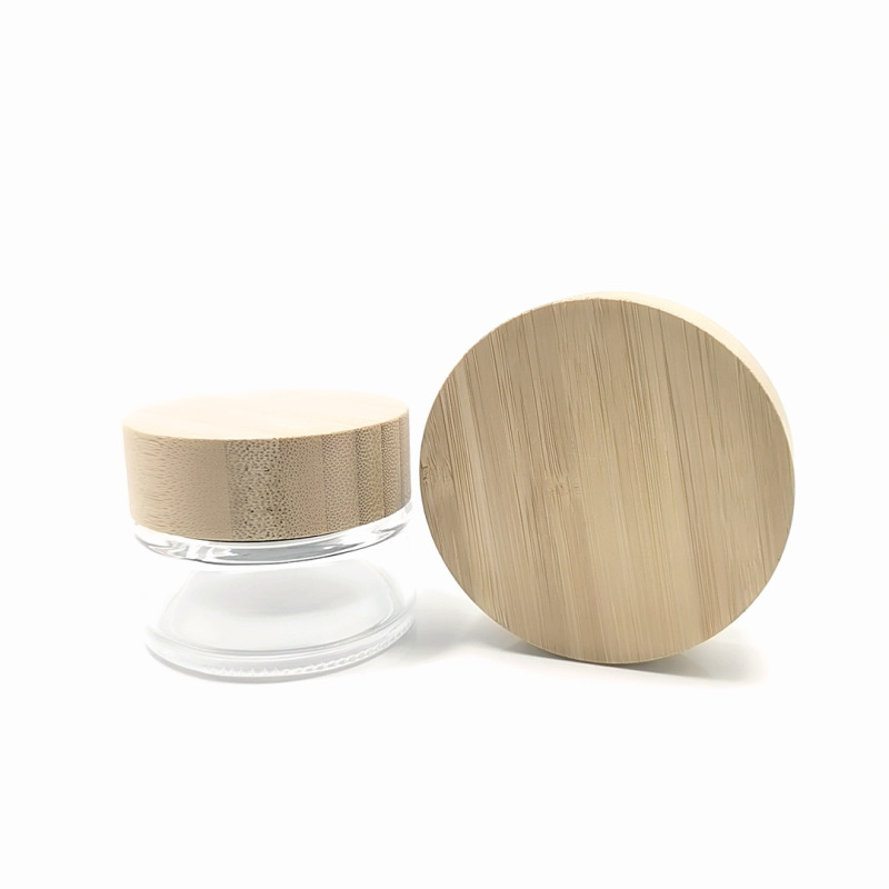 In Stock Empty Recyclable Glass Jars for Skincare Facial Cream 50g Plastic Lid Clear Round Cosmetic Jar