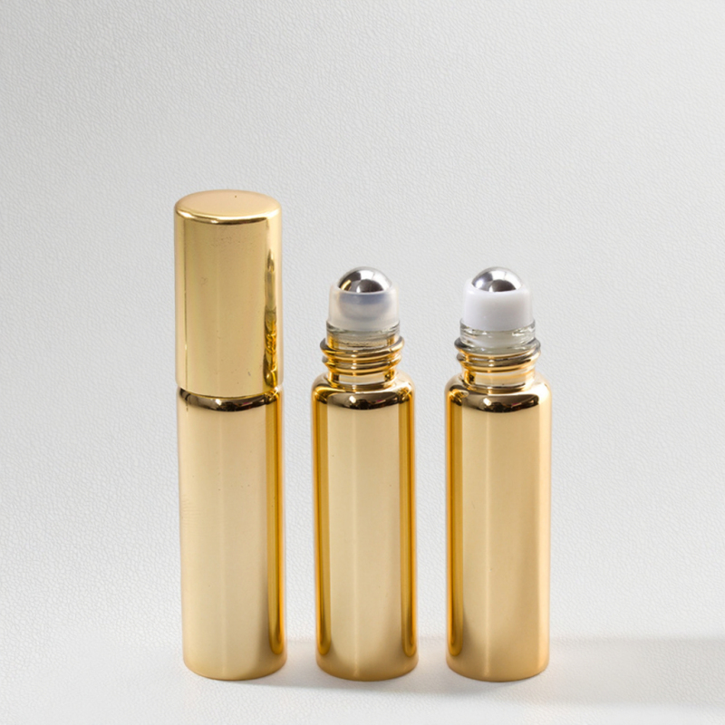 Luxury 5ml 10ml Electroplating Gold Silver Essential Oil Glass Roll on Bottle