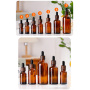 Wholesale Empty Cosmetic Amber Glass Body Oil 15ml 20ml 30ml Dropper Bottle with Wooden Grain Cap
