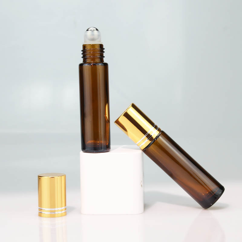 Custom High Quality 10ml Amber Perfume Roll on Bottles Private Label Scale Marking Rollerball for Organic Essential Oils