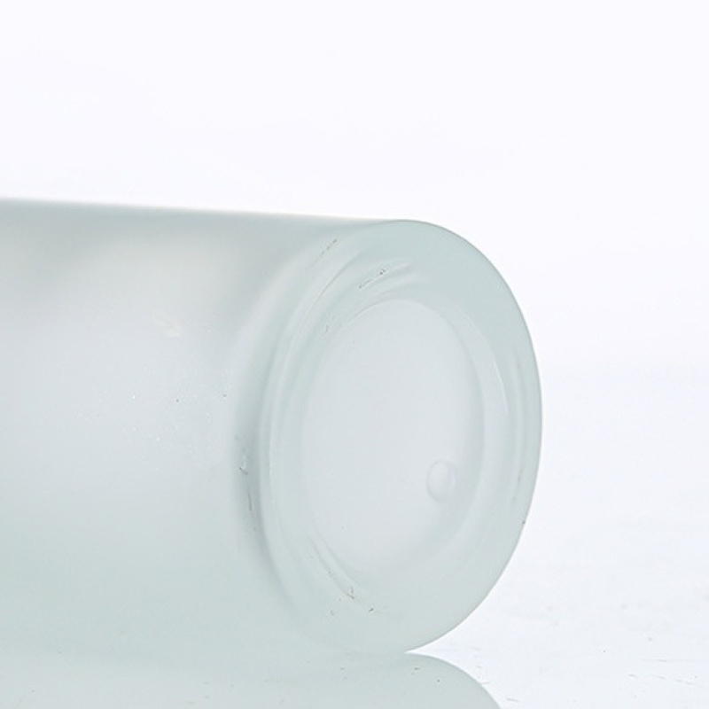 100ml 120ml Frosted Glass Serum Bottle Round Cosmetic Packaging with Press Pump for Body Lotion Sealed by Pump Sayer