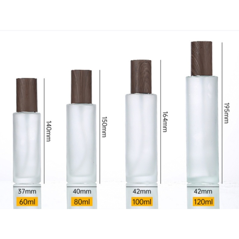 100ml 120ml Frosted Glass Serum Bottle Round Cosmetic Packaging with Press Pump for Body Lotion Sealed by Pump Sayer