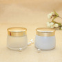 130g Empty White Glass Jar Packaging Frosted Mask Cream Jar for Cosmetics with Gold Lid