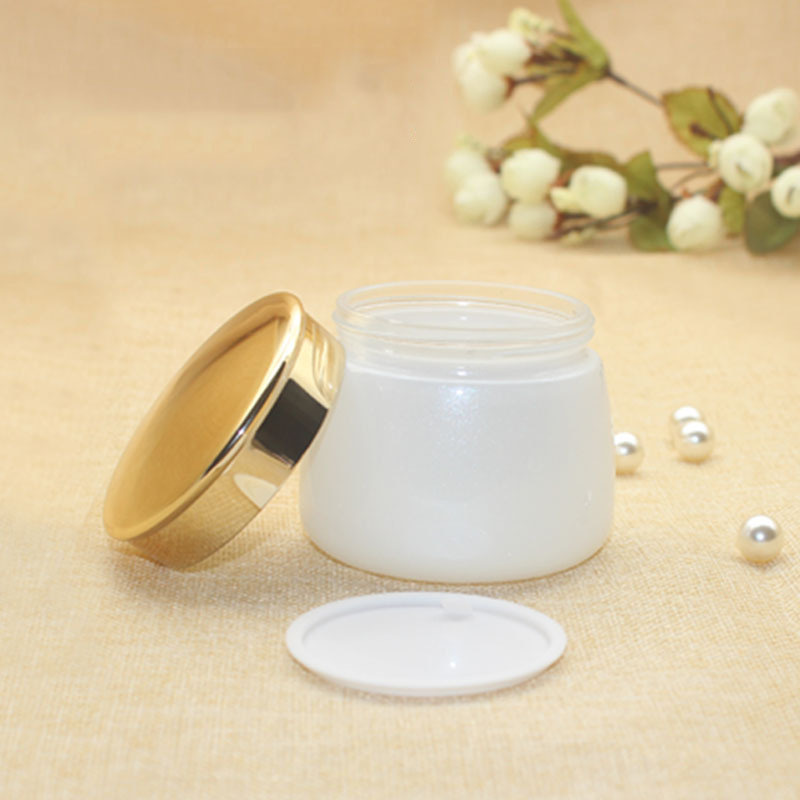 130g Empty White Glass Jar Packaging Frosted Mask Cream Jar for Cosmetics with Gold Lid