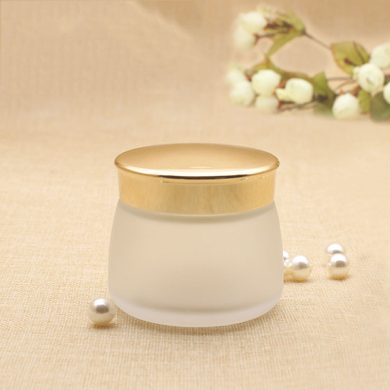 130g Empty White Glass Jar Packaging Frosted Mask Cream Jar for Cosmetics with Gold Lid