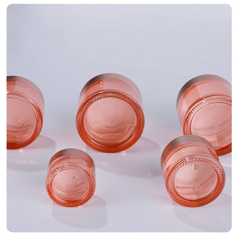 China Factory Wholesale Custom Made 50g Cosmetic Fancy Glass Jars with Plastic Lids for Face Cream and Skin Care