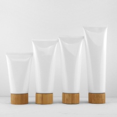 Eco-Friendly 150ml/180ml/200ml/300ml Skin Care Products Soft Plastic Squeeze Tube Bamboo Cap Facial Care Hand Cream Eye Cream