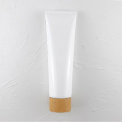 Eco-Friendly 150ml/180ml/200ml/300ml Skin Care Products Soft Plastic Squeeze Tube Bamboo Cap Facial Care Hand Cream Eye Cream