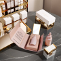High Quality 30ml Frosted Cylinder Pink Glass Dropper Bottle with Box Essential Oil Cosmetic Free Sample Skincare Packaging