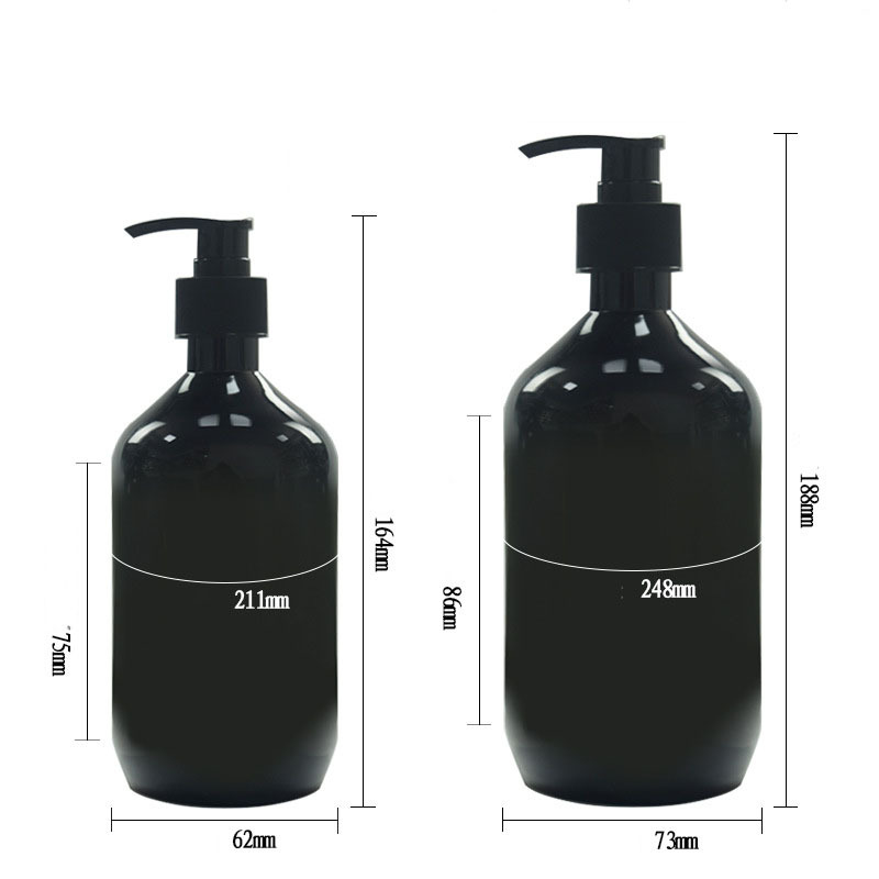 Printing Cosmetic Skincare Empty Black Serum Lotion Pump Bottle 500ml Plastic Bottle with Pump
