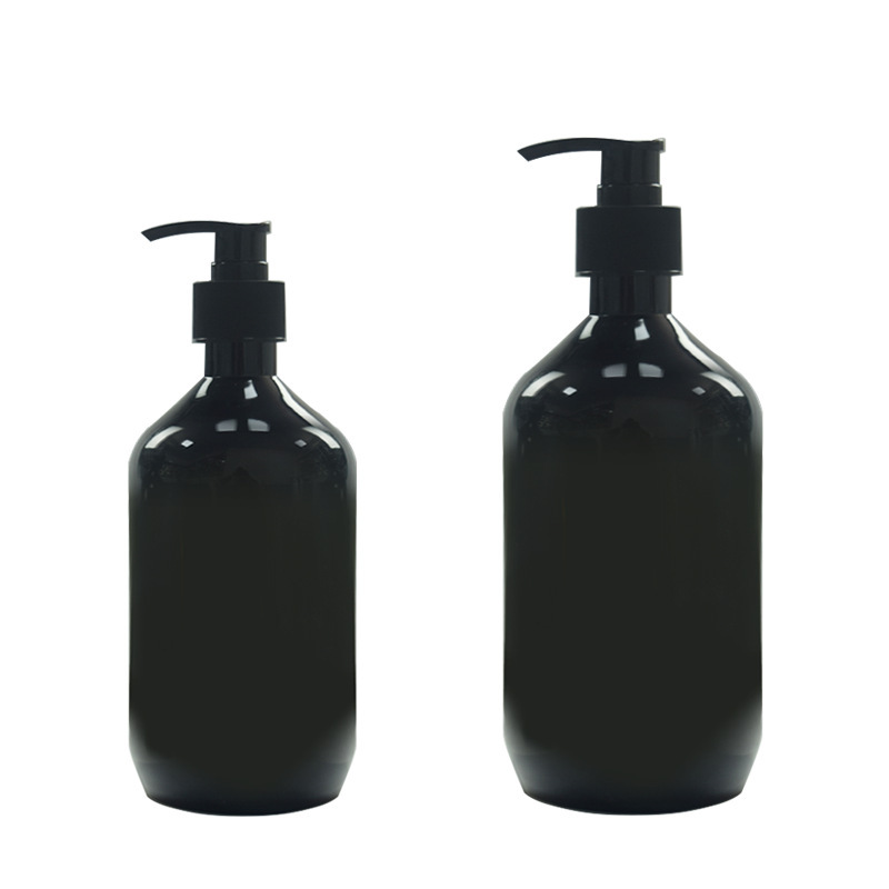 Printing Cosmetic Skincare Empty Black Serum Lotion Pump Bottle 500ml Plastic Bottle with Pump