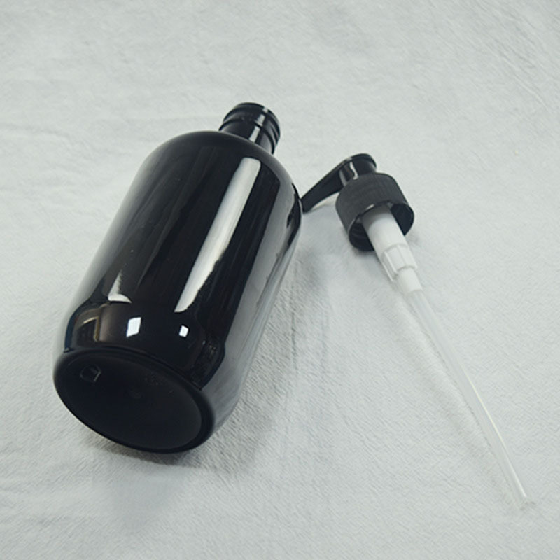 Printing Cosmetic Skincare Empty Black Serum Lotion Pump Bottle 500ml Plastic Bottle with Pump