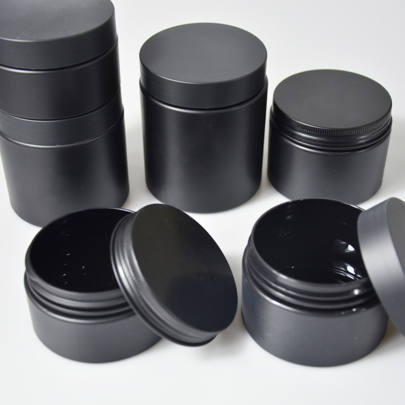Wholesale Matte Black Color Plastic Jars Empty Cosmetic Packaging Container Plastic Cream Jar with Black Lids