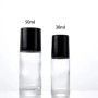 High Quality Empty Roller Perfume Bottle 50ml Round Glass Roll-on Oil Deodorant Bottle with Black Cap