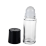 High Quality Empty Roller Perfume Bottle 50ml Round Glass Roll-on Oil Deodorant Bottle with Black Cap