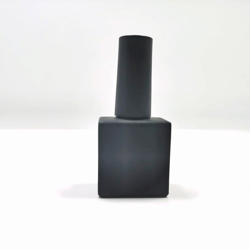 Private Label Avoid Light Black Empty Cosmetic Glass Bottle 10ml square Frosted Nail Polish Bottle