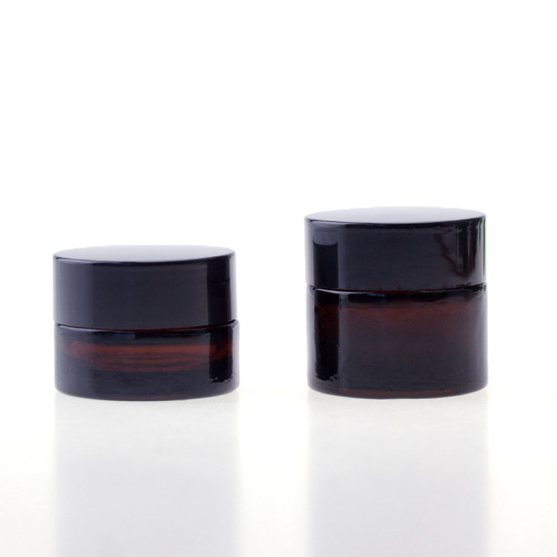 Custom Label Empty Cosmetic Pot Jar Skincare Cream 5g 10g Round Amber Small Glass Jar