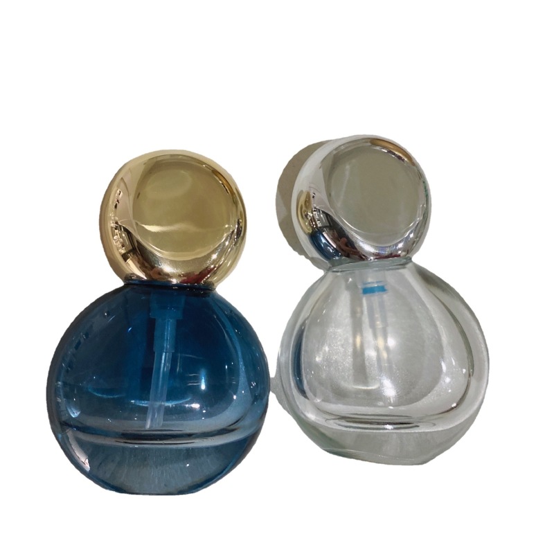 Cosmetic 30ml Shaped Thick Bottom Foundation Recycle Serum Pump clear Glass Essential Oil Bottle