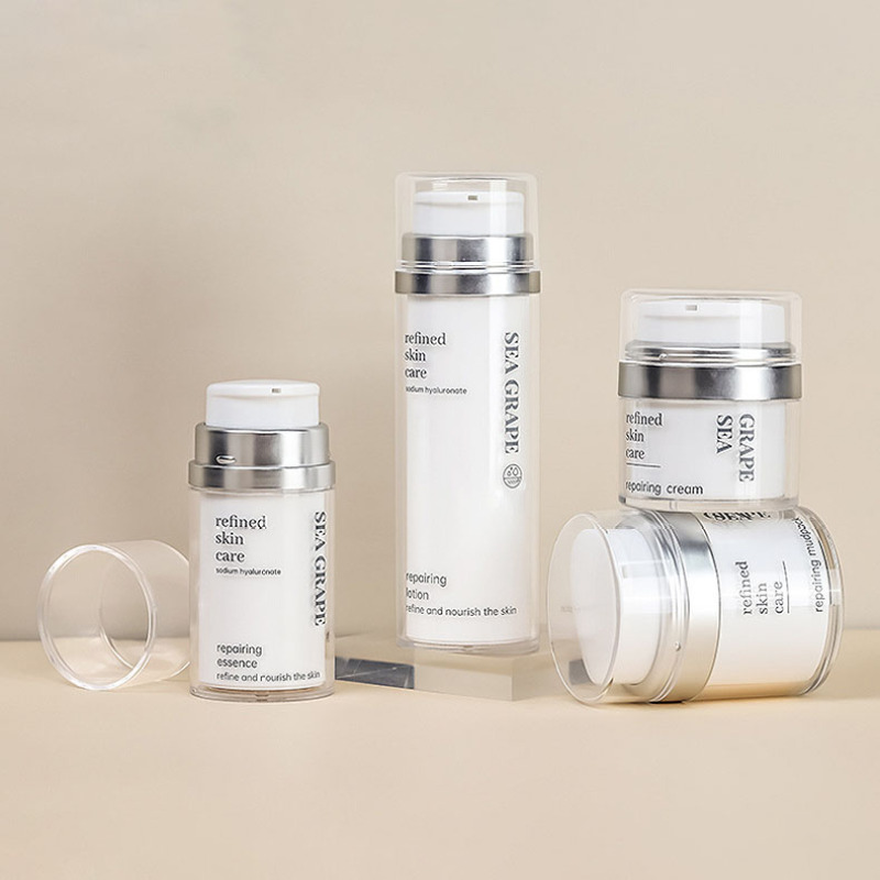 Custom 50ml 100ml Cosmetic Airless Pump Bottle Double Wall Refillable Lotion Cream Container OEM Skincare Packaging