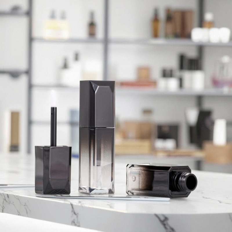 New Arrival Square Lip Gloss Tube Container Plastic Empty Private with Screw Cap and Brush for Skin Care and Cosmetics