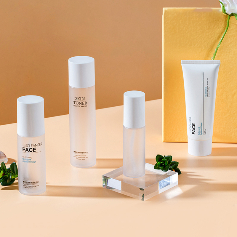 Custom Frosted Plastic Cosmetic Packaging Set 50ml 100ml 150ml Lotion Pump Bottle Spray Bottle Cream Jar OEM Design