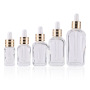 Clear 30ml Square Glass Dropper Bottle with Gold Lid for Essential Oils