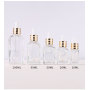 Clear 30ml Square Glass Dropper Bottle with Gold Lid for Essential Oils
